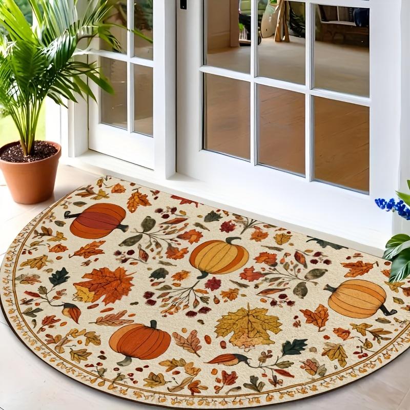 1Pcs Autumn Semi Circle Welcome Doormat Non-Slip for Outdoor Patio Porch Kitchen Bathroom Entryway Floor Mat