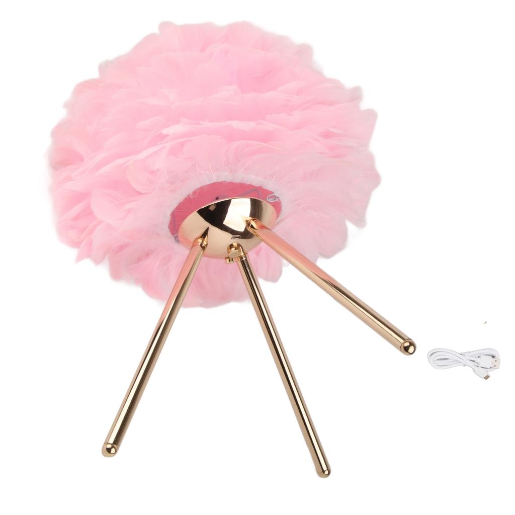 Feather Table Lamp Adjustable Color Brightness Rechargeable Touch Control Decoration Night Light