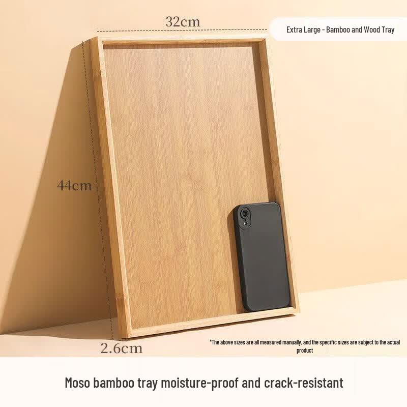 Bamboo and Wood Rectangular Serving Tray