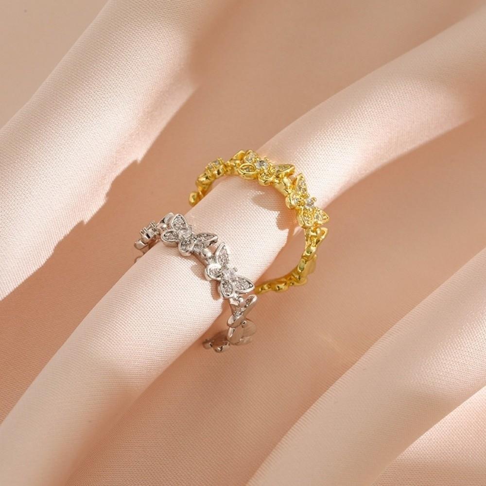 Minimalist Style Zircon Rings Vintage Finger Rings Stackable Butterfly Rings Girls Jewelry