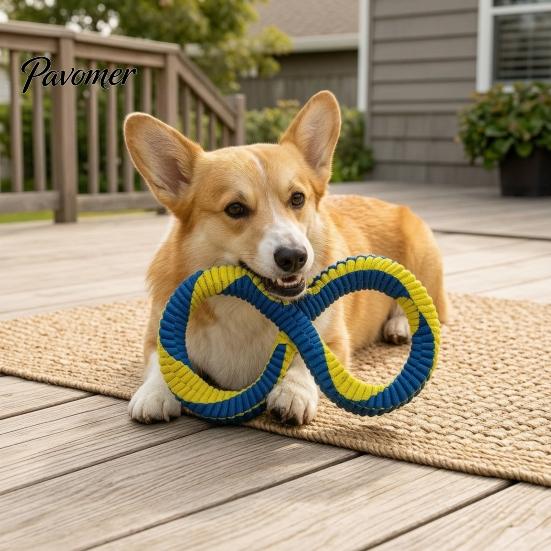 Interactive Training Toys for Dogs Dog Tug Toy, Nylon 8-Shaped Chew Teeth Cleaning Dental Chewing Rope Aggressive Chewers, Outdoor Training,