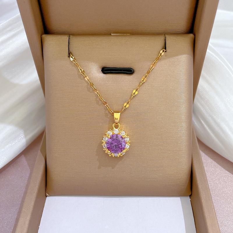 Geometric Popular Elements Luxury Banquet Wedding Necklace Women'S Versatile Clavicle Chain Titanium Steel