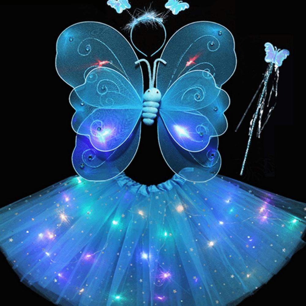 Funny Glowing Butterfly Wings Luminous Princess Dress Costume  Birthday Gift