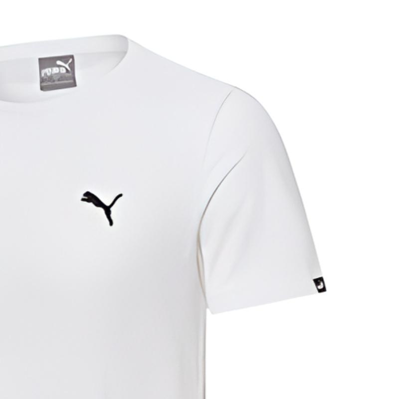 Puma Embroidered Logo Round Neck Short Sleeve T-Shirt Men tops White 834479-02