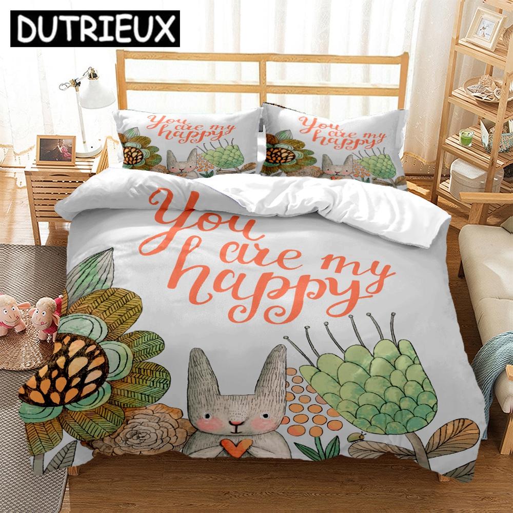 Comforter Bedding Set With Rabbit Design - King Size For Teens Double & Children'S Beds - S & Comforter Included