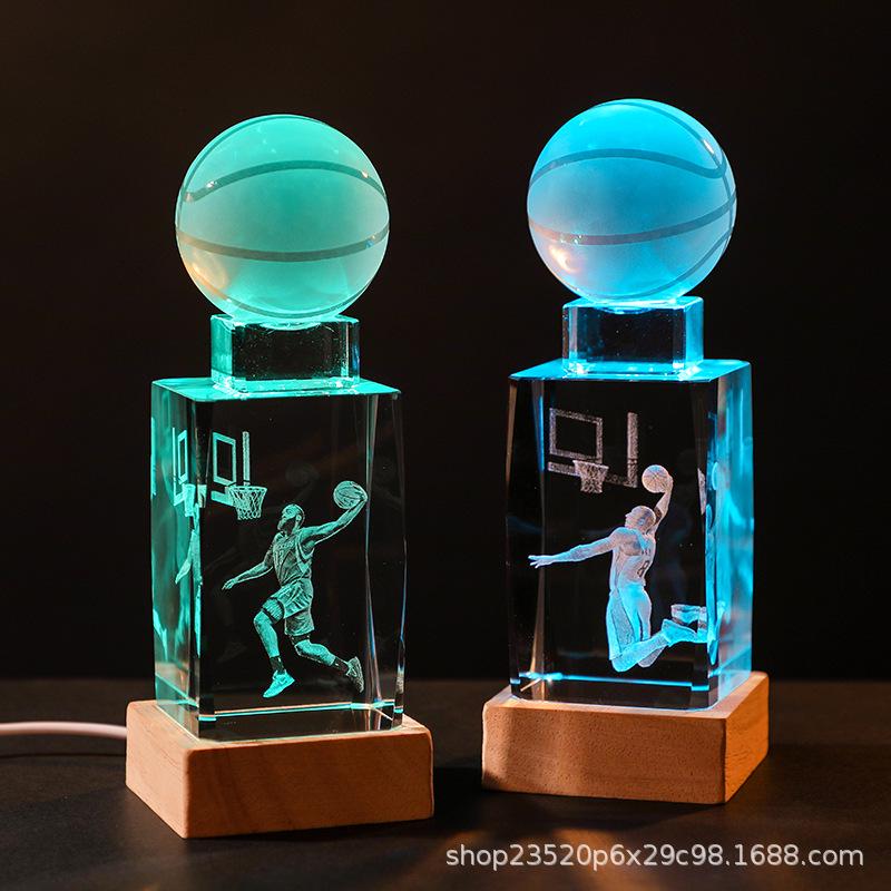 Crystal Engraved Kobe Basketball Star Luminous Night Light