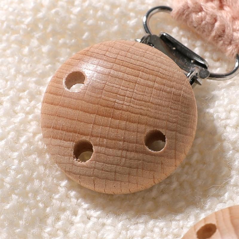 Pack of 2Pcs Handwoven Baby Pacifier Clip Chain Hand-knitting Toddler Feeding Bottle Strap Belt for Infants