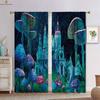 Fantasy Cartoon World Mushroom 3d Printing Curtain Bedroom Kitchen Living Room Children's Room Decorative Curtain 2 Pieces