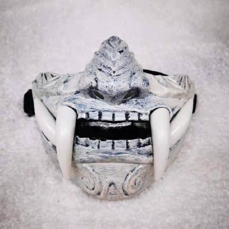 Airsoft Maske Halbe Gesichtsmaske Prajna Maske Japanischer Samurai Oni Dämon für Cosplay