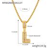 Minimalist Letter Inlaid Diamond Copper Pendant Necklace with Long Box Chain in Gold-Plated Titanium Steel