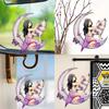 Bunter Acryl Cartoon Floral Mond Mädchen Wolf Schmetterling Autoanhänger Für Einzigartigen Auto-Stil