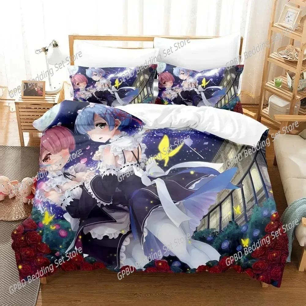 New 3D Print Re Zero Rem Ram Bedding Set Single Twin Double Queen King Cal King Size Bed Linen Set