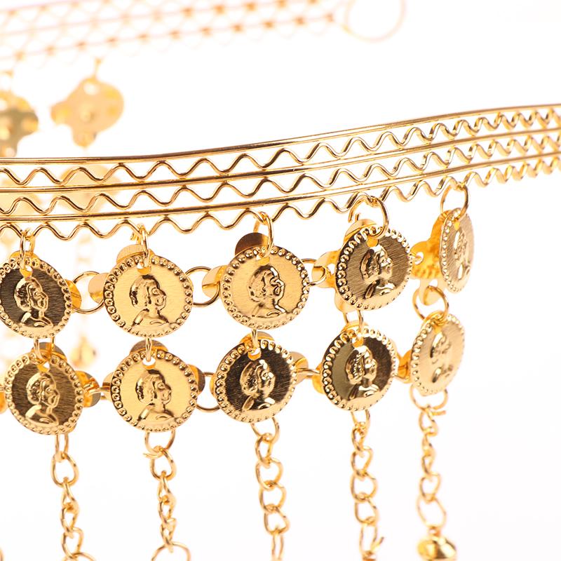 1Pc Women Belly Dance Hairpin Coins Tassels Gypsy Headband Indian Dance Performance Clothing Accessories Head Chain