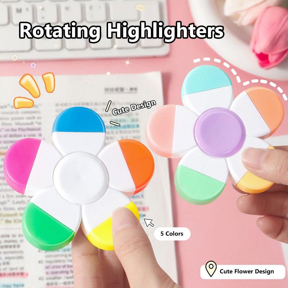 Multifunktionaler 5-in-1 Mini-Textmarker Stift Rotierender Spaß Dekompression Bunter Marker Stift Graffiti Malstift Geschenk