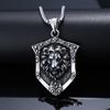 Stylish Punk Style Animal Shape Jungle King Lion Head Stainless Steel Unisex Ready-made Necklace