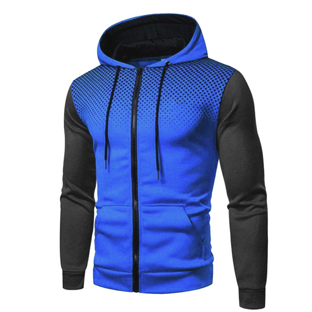 Herren-Cardigan-Hoodie für Herbst und Winter, gepunkteter Jugendmantel, gebürstetes Fleece