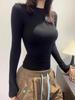 2025 New Women's Slim Fit Long Sleeve Pink Cotton Base Layer Top