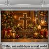 1Pcs Wooden Cross Christmas Tree Candles Decoration Background Religious Backdrop Decorations For Photo Studio Booth Party