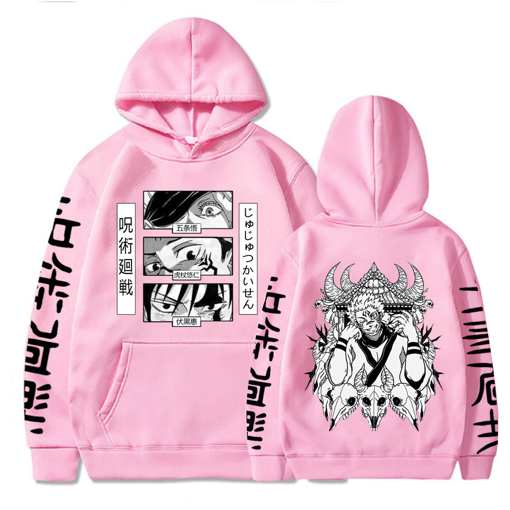 Anime Jujutsu Kaisen Hoodie Manga Eyes Graphic Hoodies Vintage Oversized Long Sleeves Soft Cotton Men Women Clothes