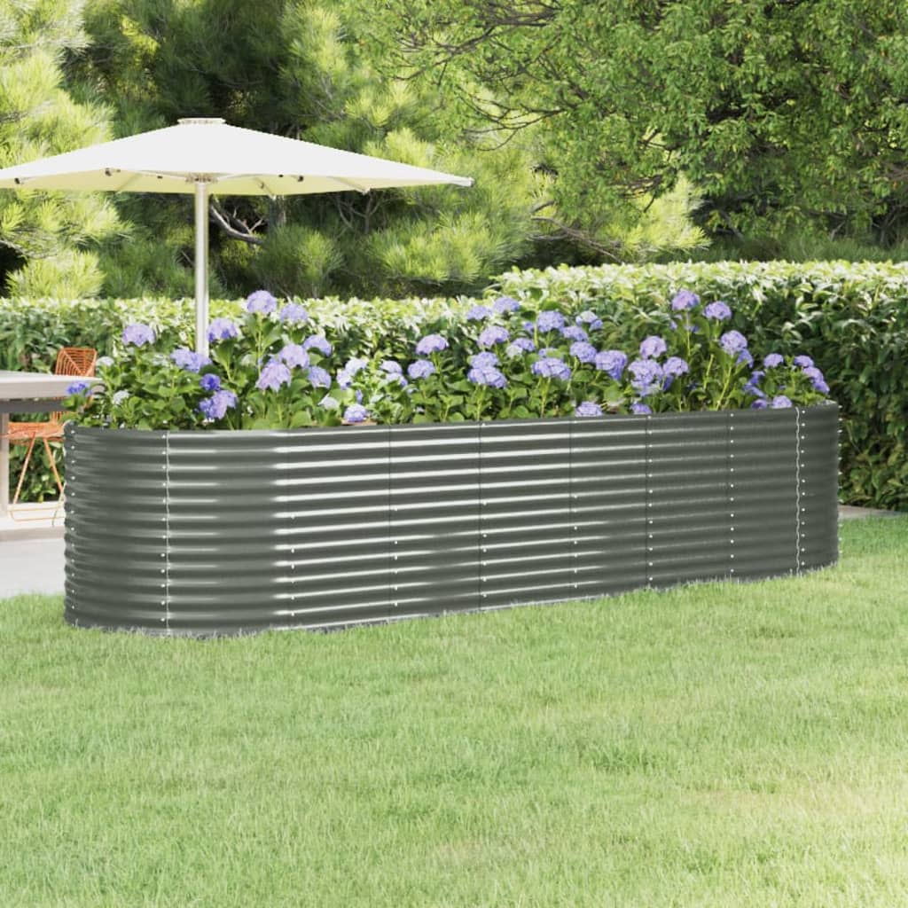 vidaXL Hochbeet Verzinkter Stahl 322x100x68 cm Grau graue