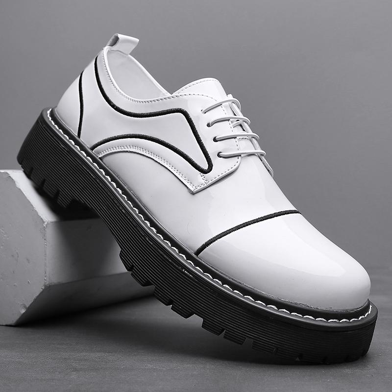 Luxury Brand Men's Glossy Leather Shoes Simple Black Thick Soled Workwear Shoes Men's High-quality Casual Shoes Free Delivery