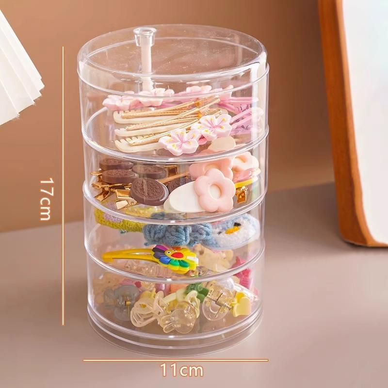 

Детская коробка для хранения аксессуаров для волос, вращающаяся, для детских заколок, головных уборов, резинок для волос, украшений Transparent 4 layers