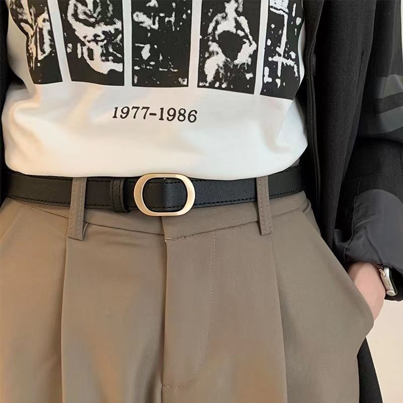 Black Womens Ontrend Pu Belt With Chic Automatic Closure For Effortless Fashion