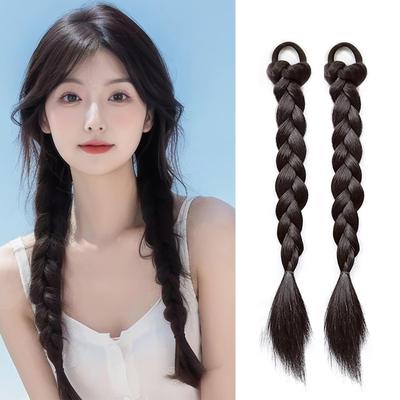 Natunofu Wig Hair Baby Hair Ponytail Ring Twin Braided Dance Hair Hair Hair Easy To Natural Look Extensions, Braided, Extensions, 2-Piece Set, Wig,