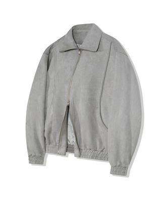 Ironyporno Whiteline 86-Iro253 Curved Bomber Suede Jacket Grey