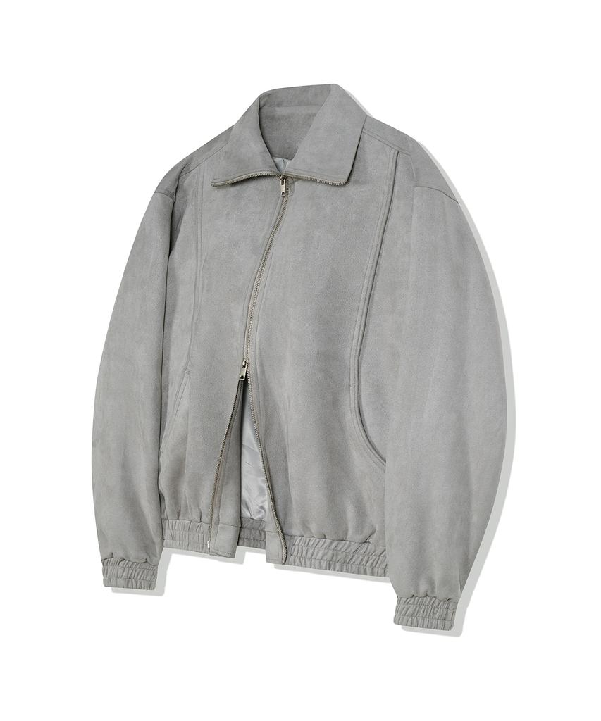 Ironyporno Whiteline 86-Iro253 Curved Bomber Suede Jacket Grey