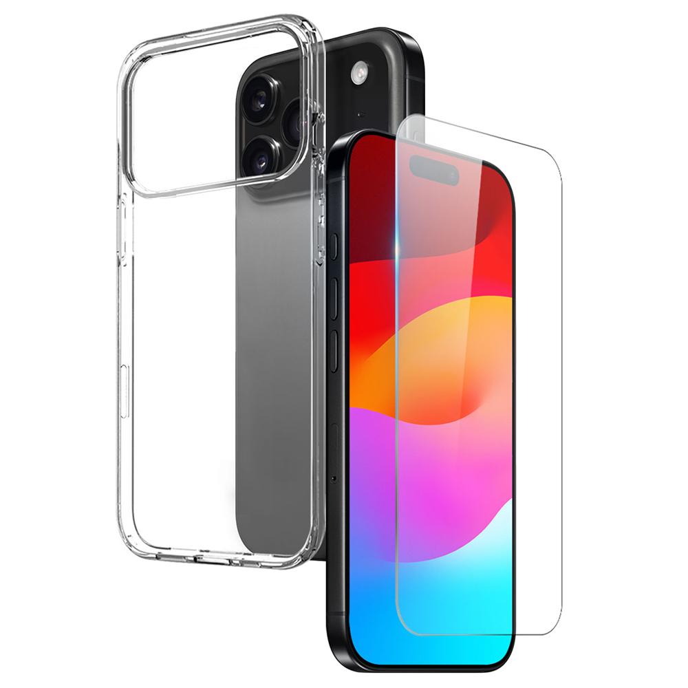 NORTHJO For iPhone 17 Pro Case Soft TPU Clear Phone Cover with Tempered Glass Screen Protector