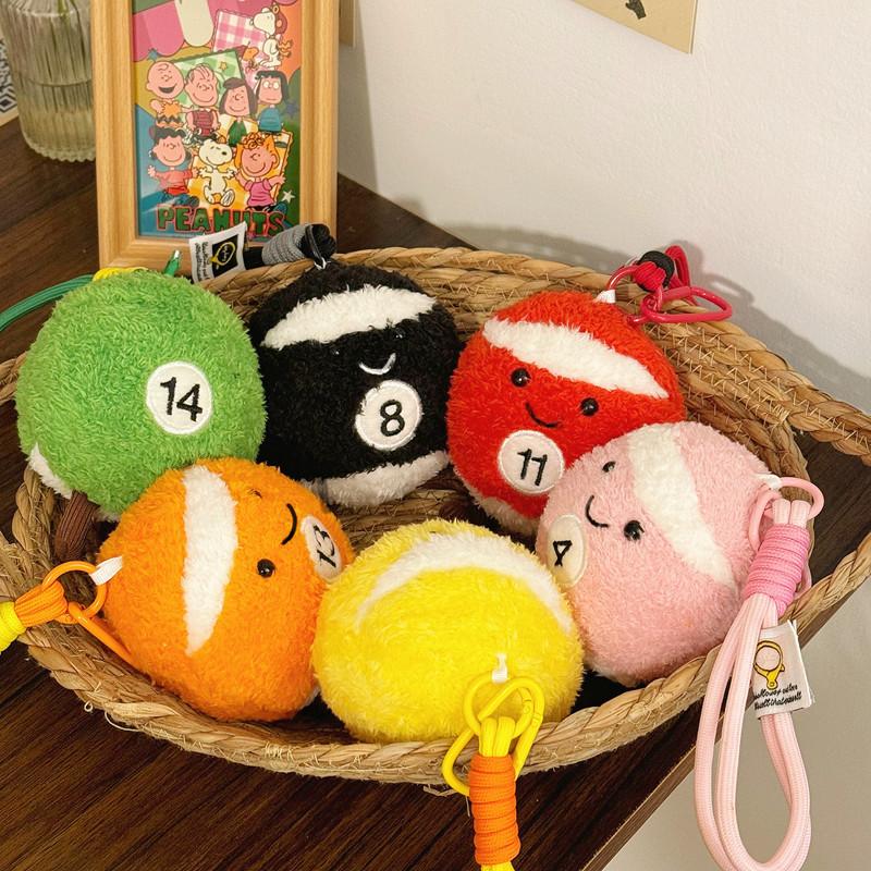 Fun Billiards Doll Keychain Pendant Creative Billiard Club Billiard Room Small Gifts School Bag Pendant Black 8 Pack