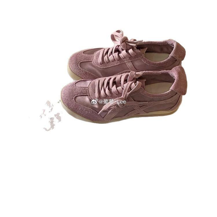 Winogronowa matka ten sam styl retro modne dopasowanie kolorów sznurowane casualowy styl wszechstronne buty treningowe moralne damskie sportowe małe białe buty