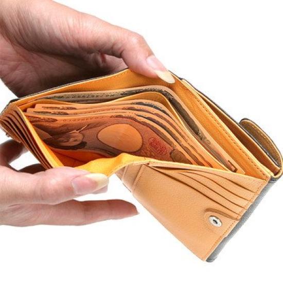 Yoshida Double Genuine Navy x White [Porter] & Co. Wallet, Bi-fold Wallet, 129-06011, Men's & Women's, Leather, (50)