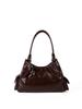 Small Niche Design, High-end Motorcycle Style Armpit Bag, New Trend, Versatile Heart Pendant, Hand-held Shoulder Bag