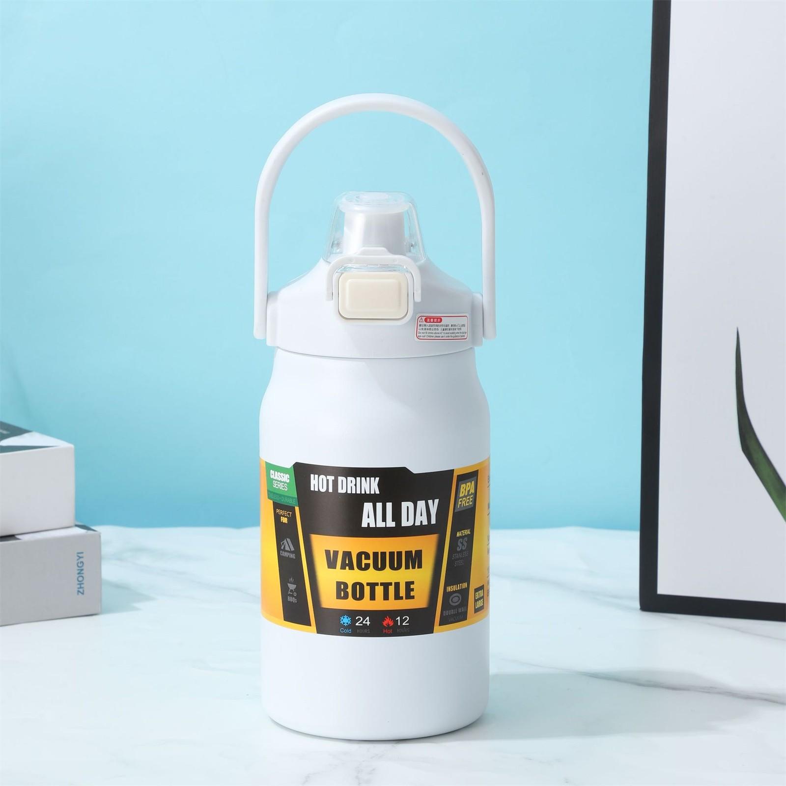 

Портативная термокружка из нержавеющей стали 304, термос, термос, бутылка для холодной и горячей воды для спорта с трубочкой XL белый