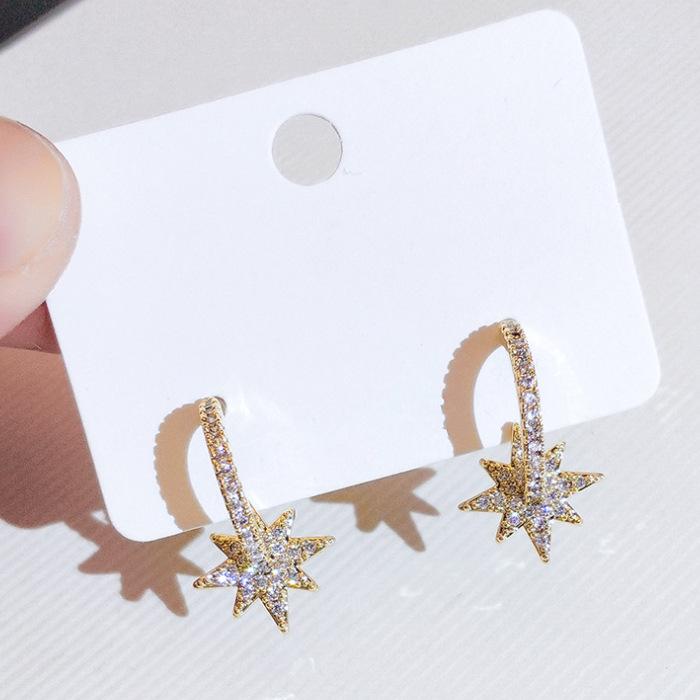 Octagram Earrings, Niche Design Sense, High-End Earrings, Trendy Temperament Stud Earrings