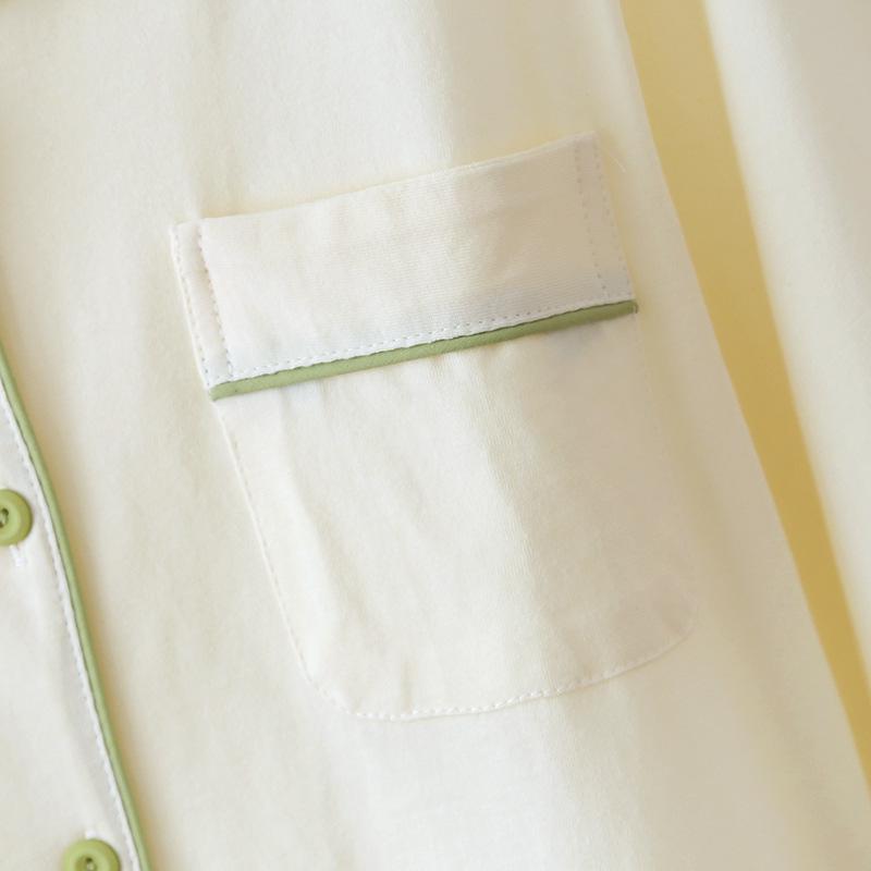 Women's Plus Size Knit Cotton Cardigan Pajama Set - Long Sleeve, Soft Homewear for Spring and Autumn