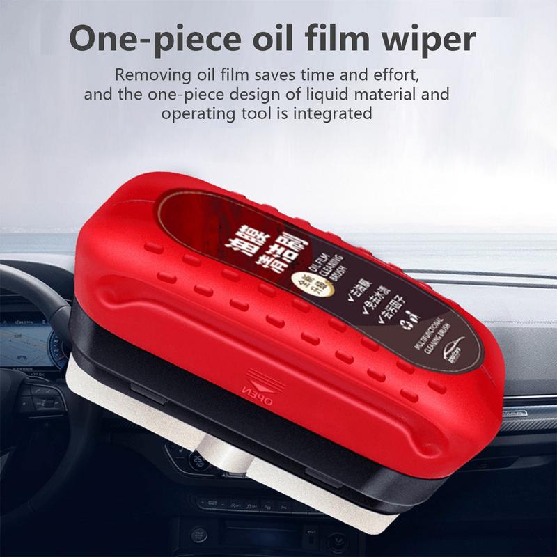 Car Glass Oil Film Stain Removal Cleaner Auto Glass Oil Film Remover with Sponge Towel Car Glass Cleaner Water Spots Remover