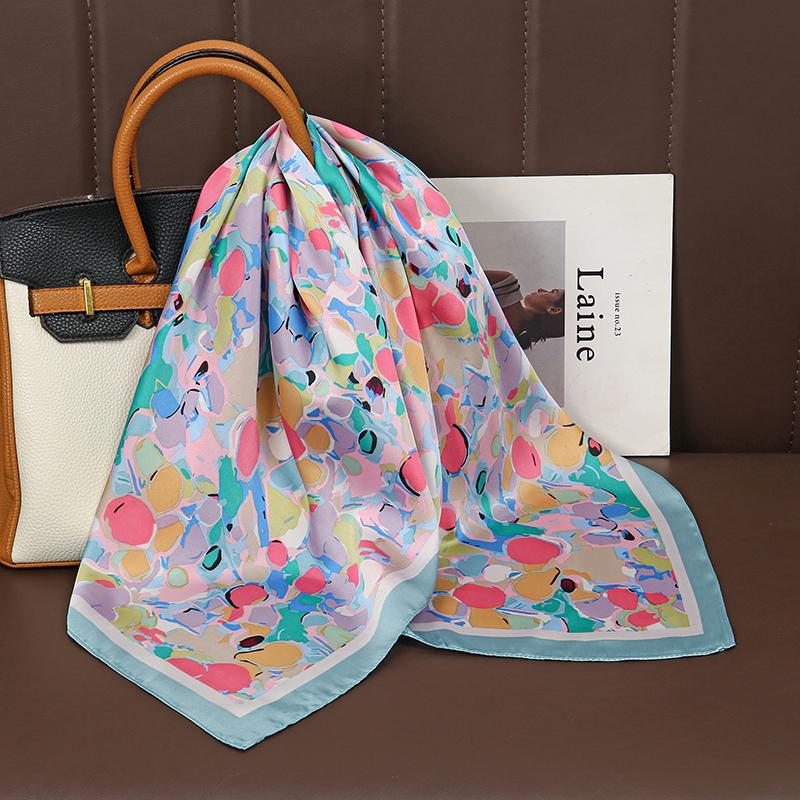 Foulard carré en satin de soie imprimé de luxe pour femmes, châle, hijab, foulard, ruban pour cheveux, bandeau, mode, bandana, nouveau