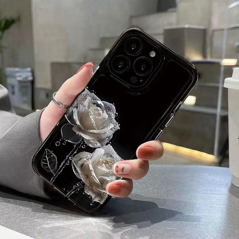 Crystal Rose for iPhone17promax Space Phone Case Apple 16 Transparent 14/13 Fine Hole 15