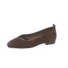 Low Heel Shoes Autumn New Square Toe Shallow Suede Slip-on Soft Sole Non-slip Wear-resistant Single Shoes