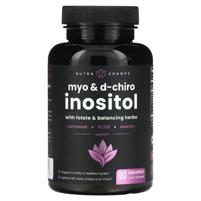 Myo & d-Chiro Inositol, Acide Folique & Herbes Équilibrantes, 90 Capsules Végétales