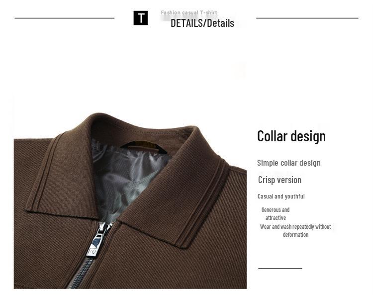 Men's Warm Lapel Duck Down Jacket - Tencel Knit Patchwork for Middle-Aged and Young