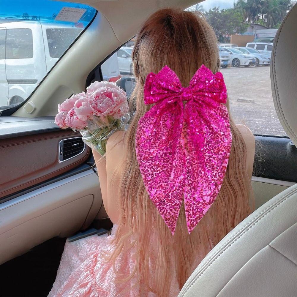 Big Bows Sequin Bow Hair Clip Handmade Bowknot Hair Accessories Party Accessories