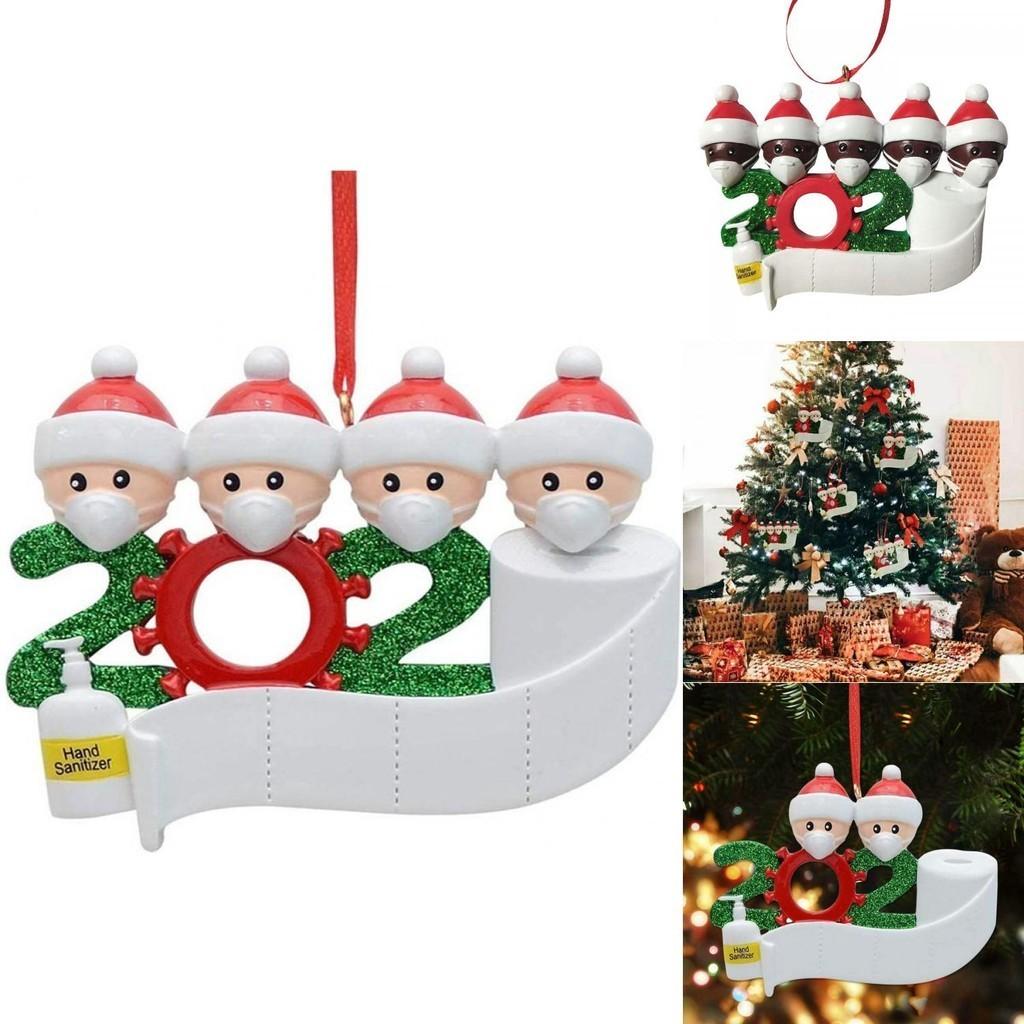 2020 Xmas Tree Ornaments Featuring Santa Claus With Mask And Diy Family Name