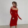 Pure Wind Autumn and Winter Fashion Sexy Chest Long Sleeve Hollow Design Slimming Dress