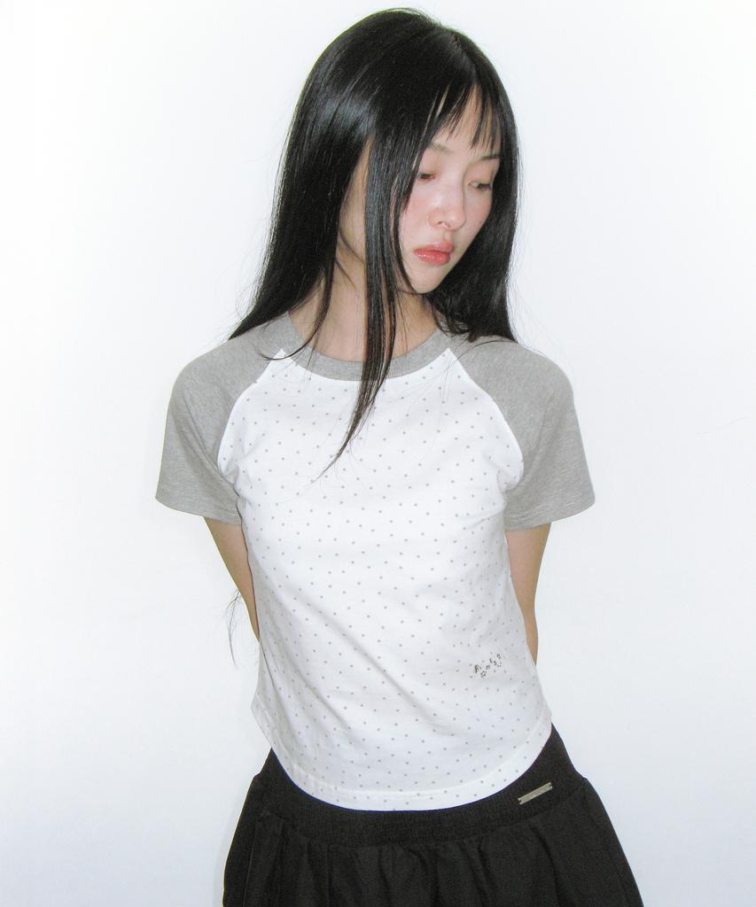 AMES-WORLDWIDE Twinkle Raglan Crop Tee White