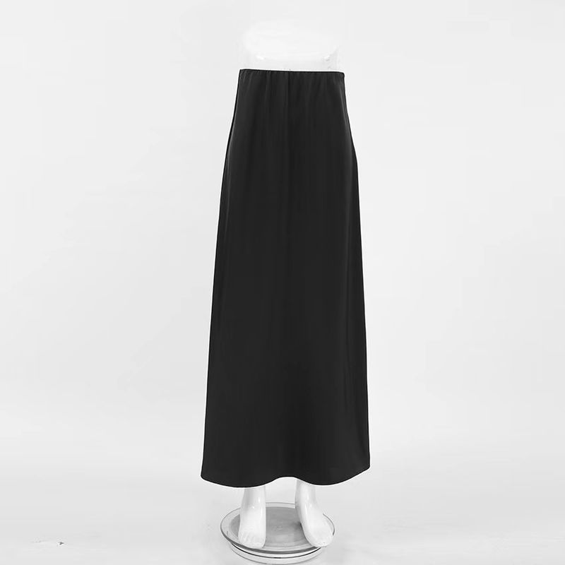 

Fashion New Arrival Satin Skirt Fashionable All-Match Long Skirt Solid Color High Waisted Skirt Black M