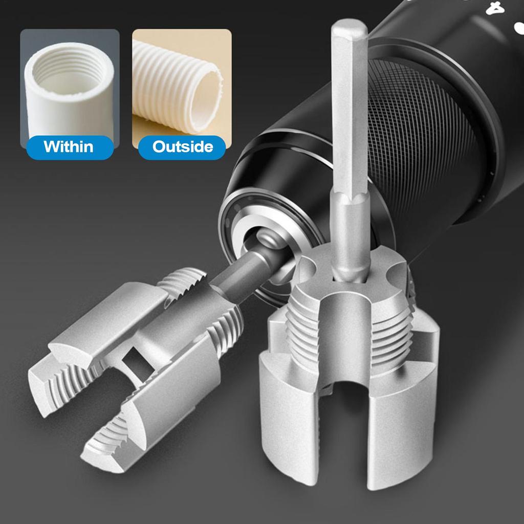PVC Water Pipes Tap Die Thread Opener Hex Shank Threader Head Internal & External Integrated Plumbing Pipe Tapping Tools